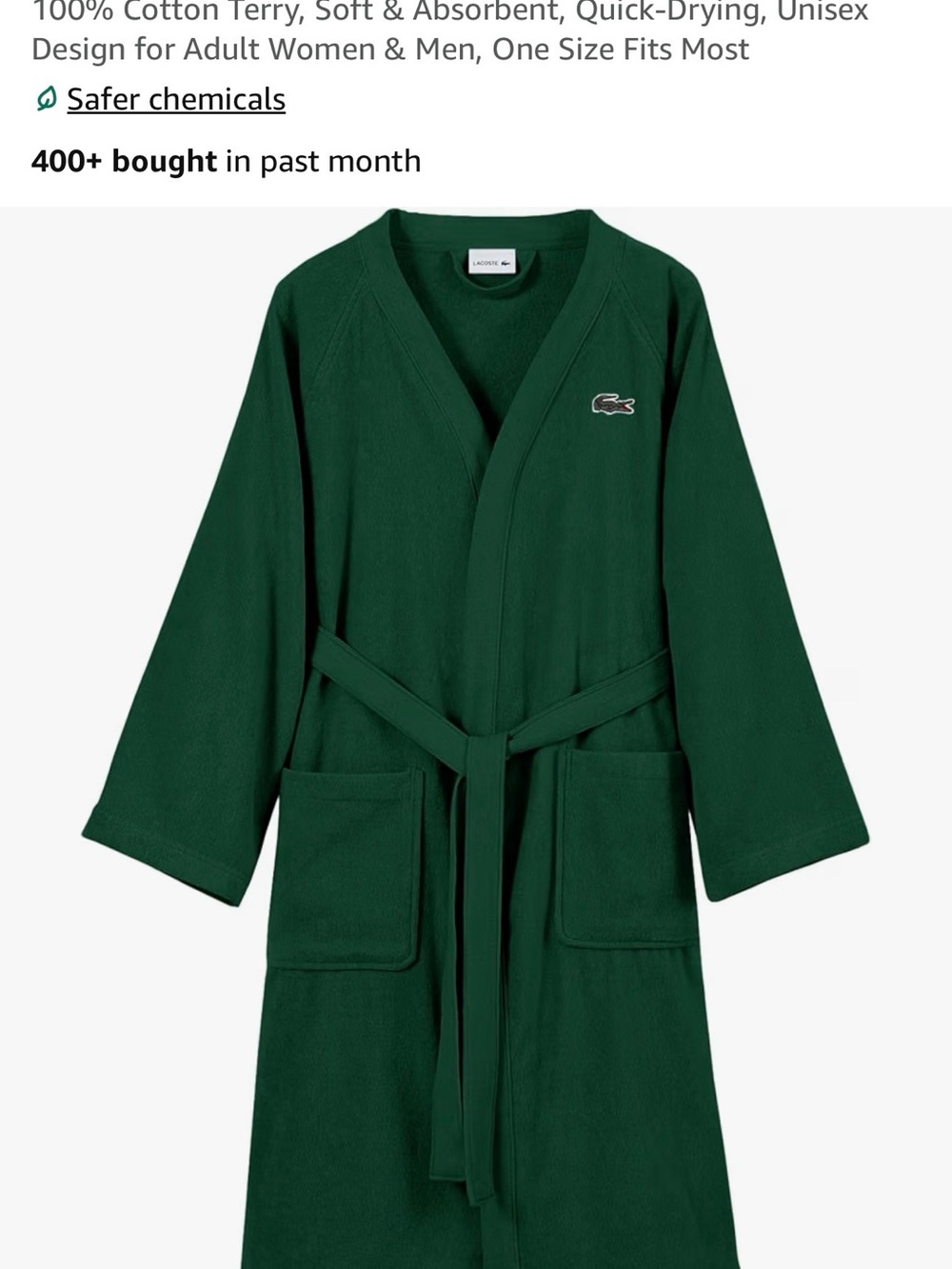 Lacoste unisex bath Robe - Picture 3 of 4